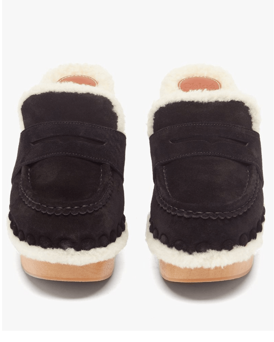 Chloé Shoes Large | US 9 Joy Shearling-Lined Suede Clogs