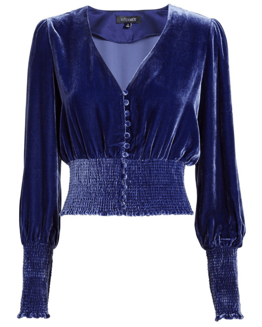 Blue Velvet Elon Long Sleeve Crop Top