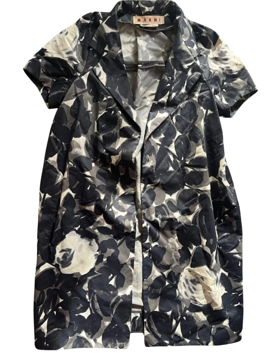 Marni Clothing Large | 42 Short Sleeve "Shadow" Floral Open Jacket