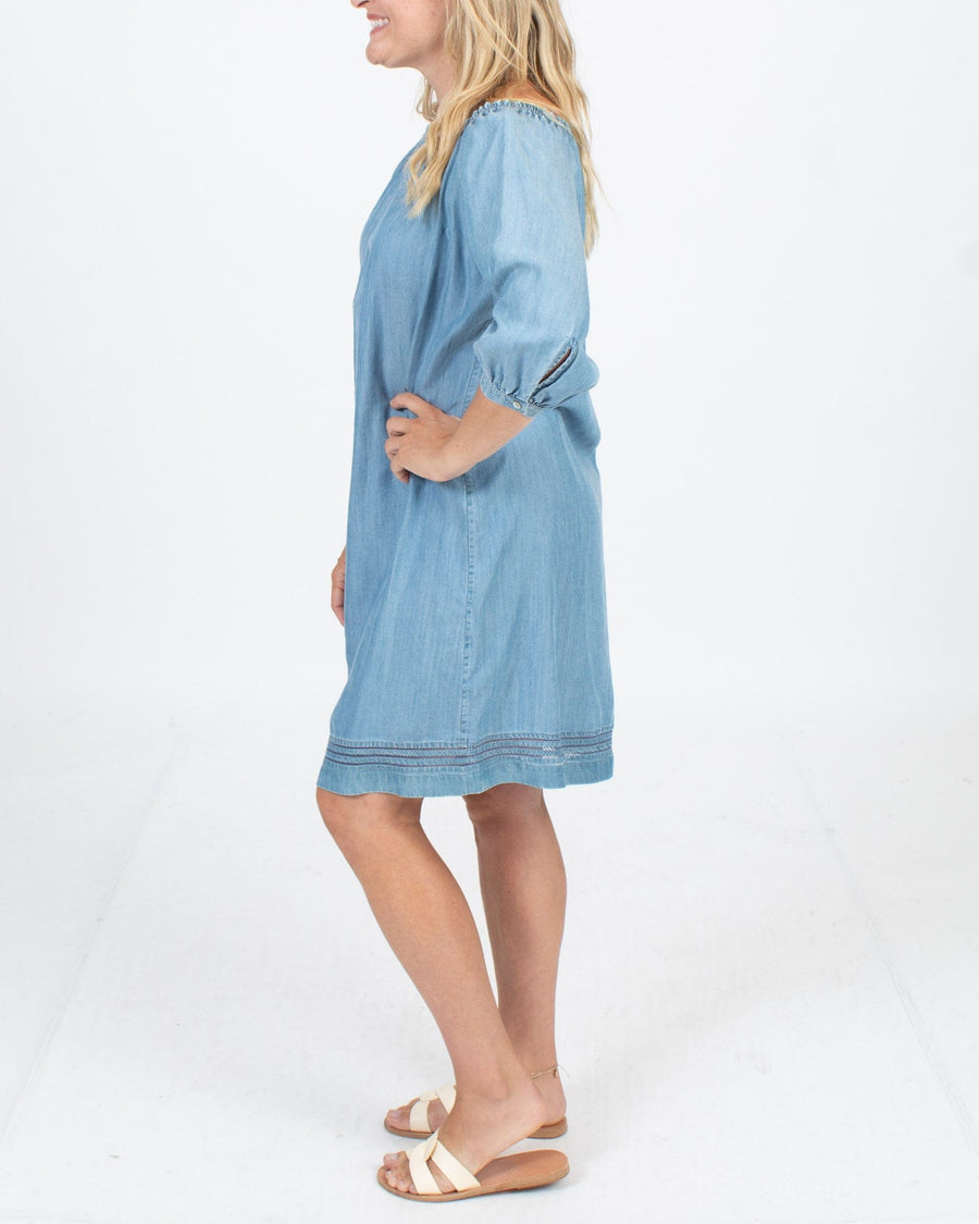 Paige Clothing Small "Beatrice" Off-the-Shoulder Chambray Dress