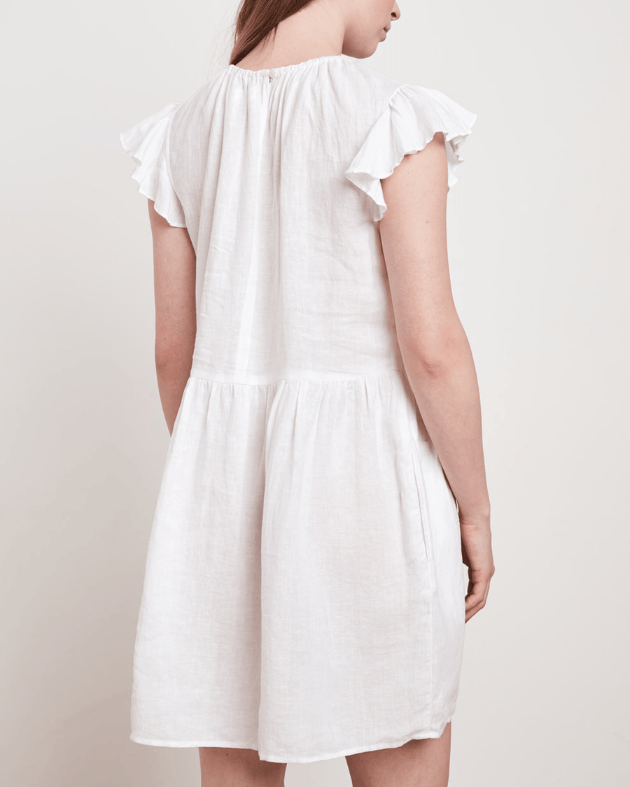 Velvet by Graham & Spencer Clothing Medium Evonne Woven Linen Dress In White