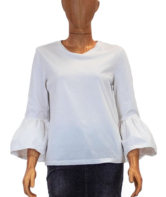 English Factory Clothing Small White Ruffle Sleeve Tee