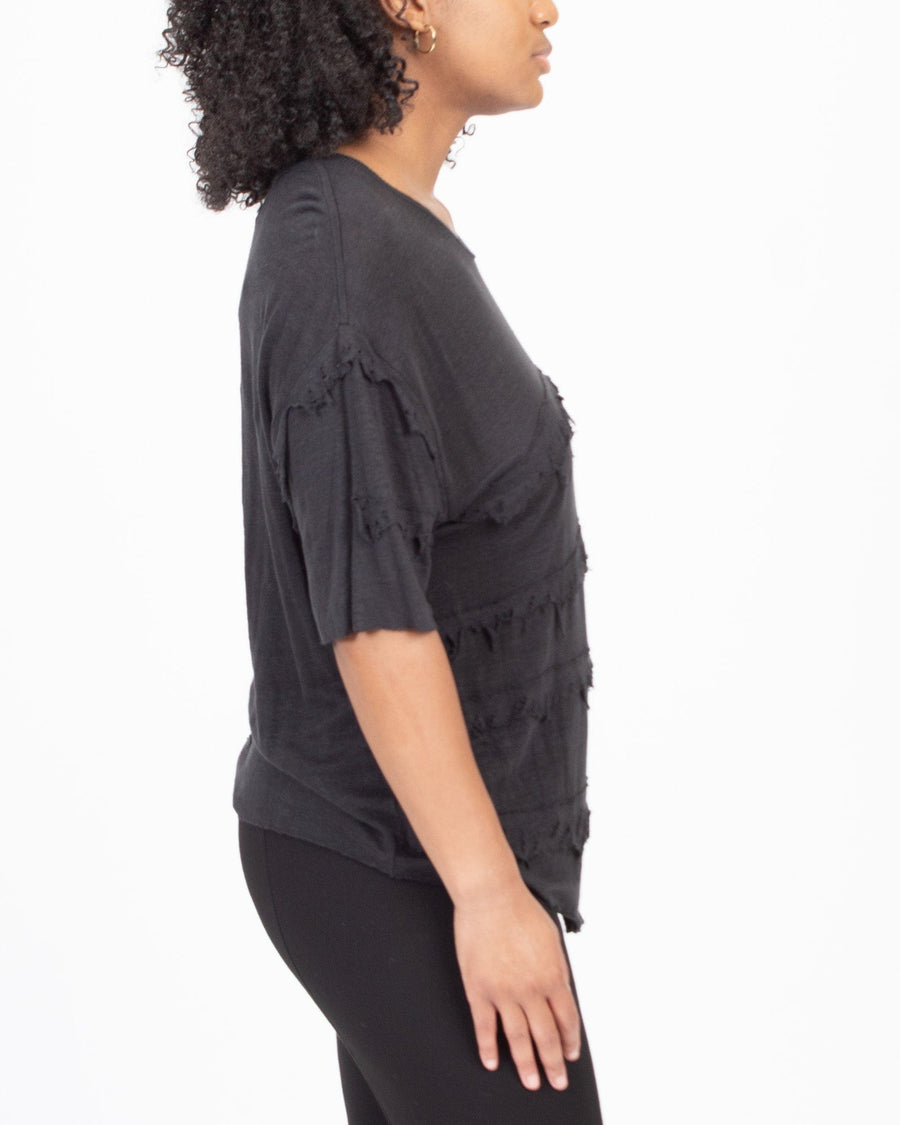 IRO Clothing Small "Birtie" Short Sleeve Linen Asymmetrical Top