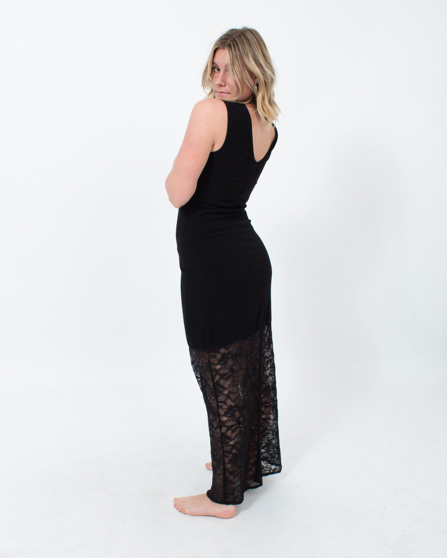Raquel Allegra Clothing XS Black Lace Maxi Dress