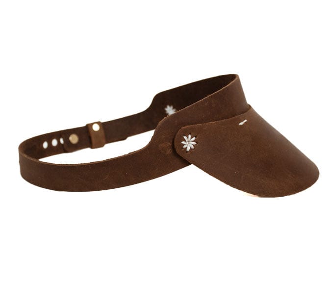 Right Tribe Accessories One Size Cambria Leather Visor with Flower Stitching