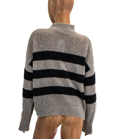 360 Cashmere Clothing Small High Neck Stripe Sweater