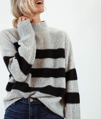 360 Cashmere Clothing Small High Neck Stripe Sweater