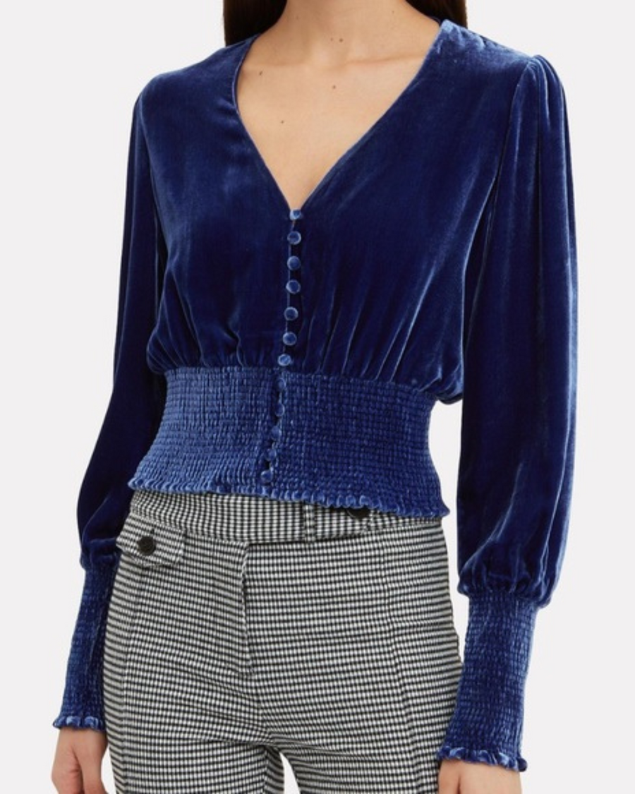 Blue Velvet Elon Long Sleeve Crop Top
