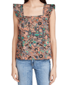 A.L.C. Clothing Small | US 0 Pleated Ruffled Printed Flutter Sleeve