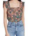 A.L.C. Clothing Small | US 0 Pleated Ruffled Printed Flutter Sleeve