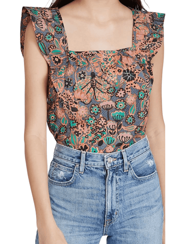 A.L.C. Clothing Small | US 0 Pleated Ruffled Printed Flutter Sleeve