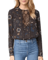 A.L.C. Clothing Small | US 2 Noemi Lace Dark Botanical Floral Silk Top