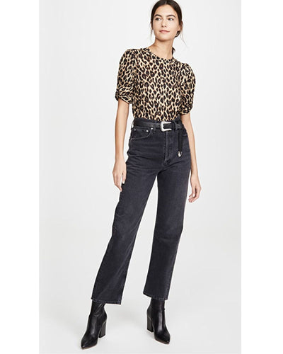 A.L.C. Clothing XS Kati Leopard Puff Sleeve Tee