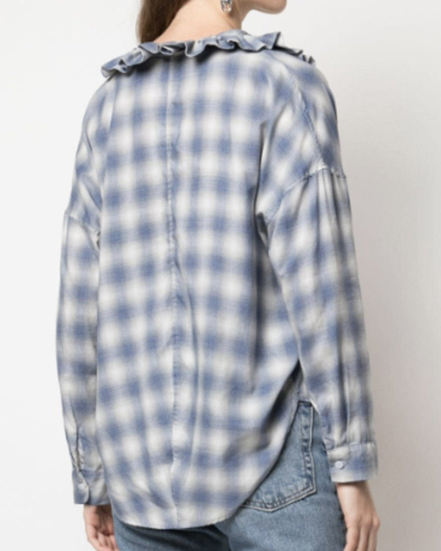 A Shirt Thing Clothing Small "Penelope" Top in "Soft Plaid Blue"