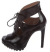 ALAÏA Shoes Large | 39.5 "Azzedine" Black Leather Peep Toe Booties