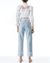 Alice + Olivia Clothing XS "Marlo" Eyelet Peplum Blouse