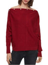ALLSAINTS Clothing Small "Elle" Snap-Detail Burgundy Sweater