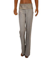Alvin Valley Clothing XS | US 0 I FR 34 Khaki Mid-Rise Flare Trousers with Leather Trim