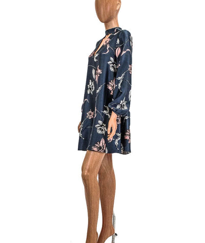 Amanda Uprichard Clothing Small Floral Silk Long Sleeve Dress