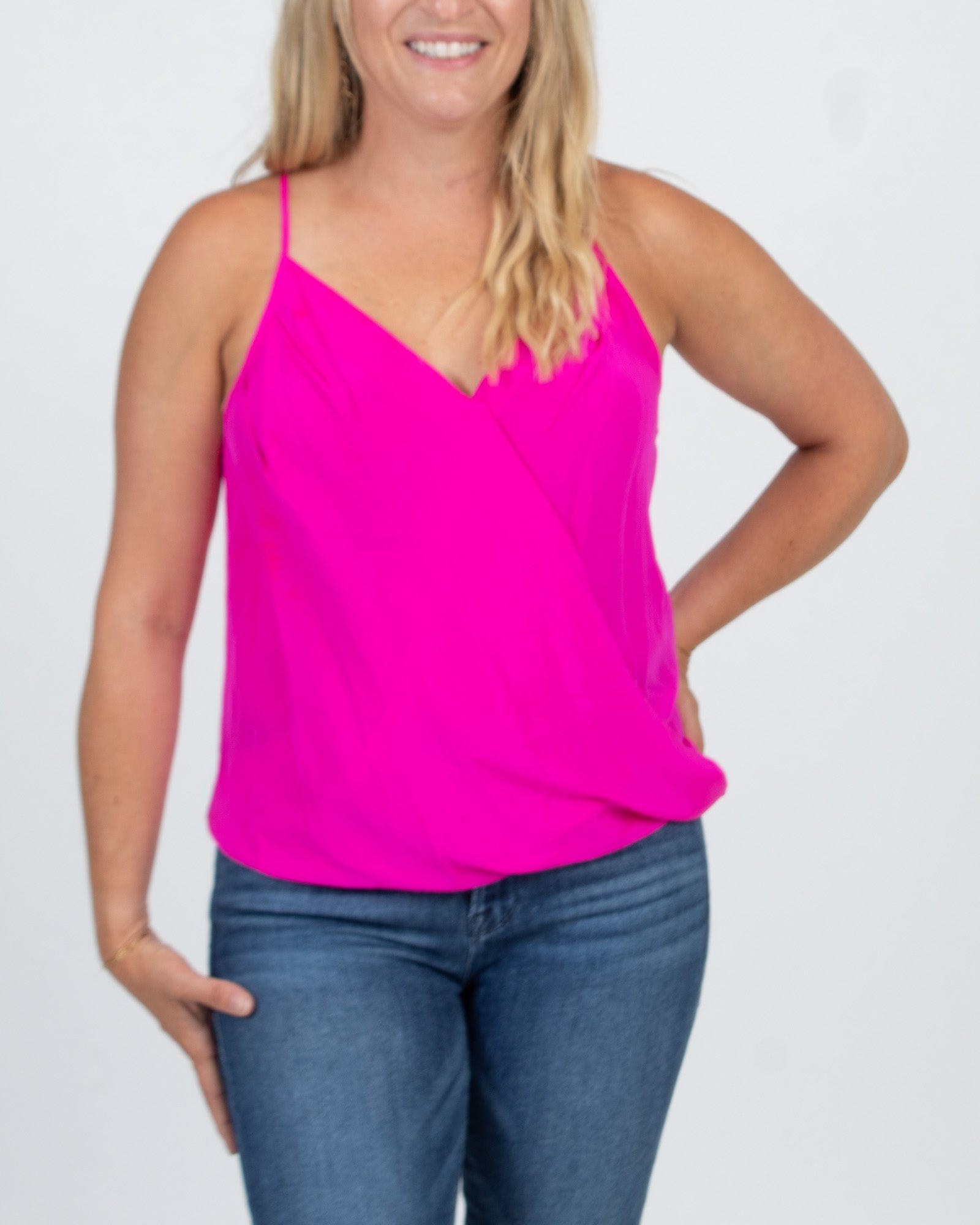 hot pink silk tank top
