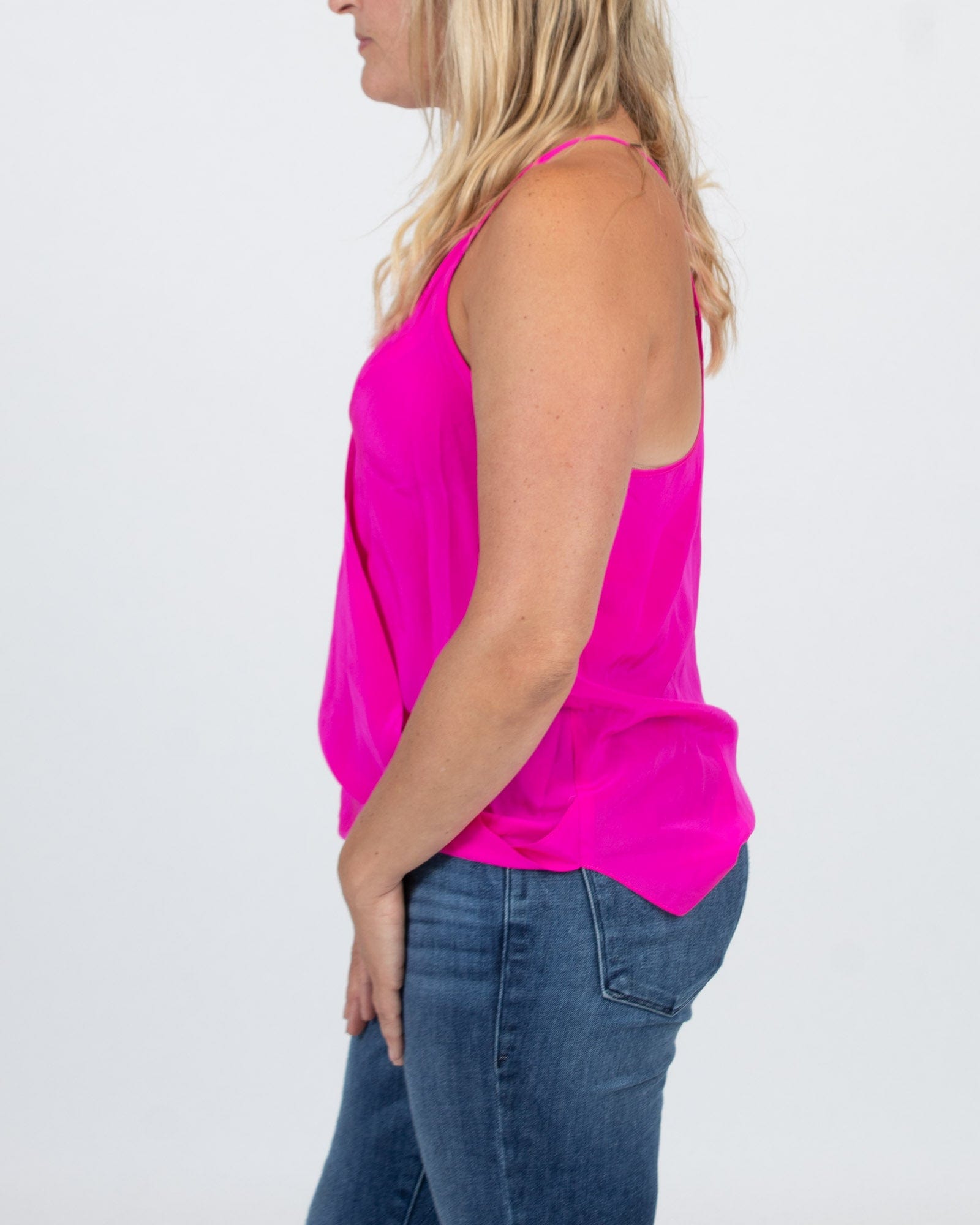 hot pink silk tank top