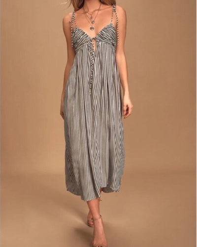 Amuse Society Clothing Medium "Fern" Striped Midi Dress