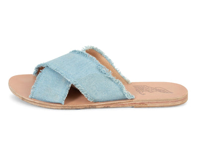 Ancient Greek Sandals Shoes Large | US 10 Denim Crossover Fringe Flat Sandals