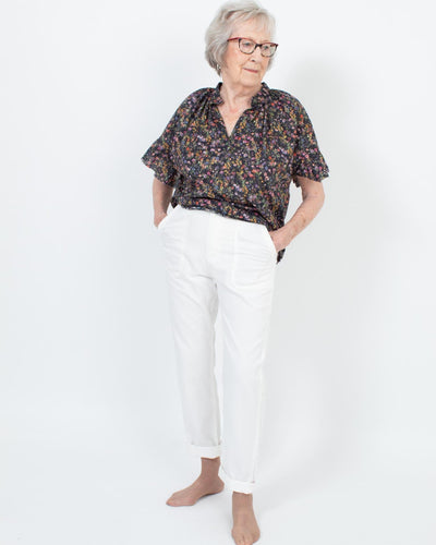 AQC Clothing Medium Floral Short Sleeve Blouse