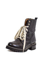 AQUA Shoes Medium | US 9 Black Leather Combat Boots with Contrast Laces