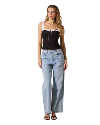 ASTR the Label Clothing Small Contrast Milkmaid Top