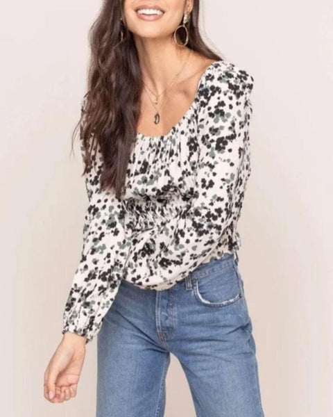 square neck smocked top