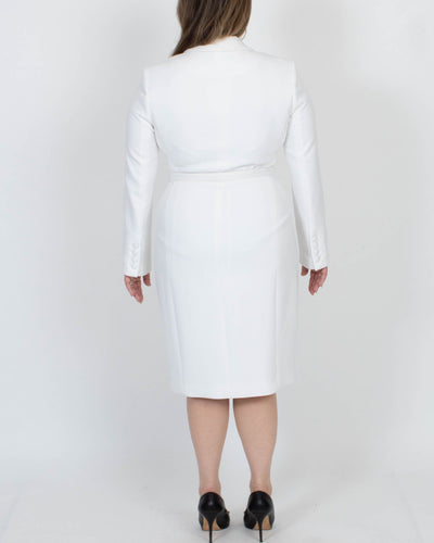 Badgley Mischka Clothing XL | US 14 White Trench Coat with Belt