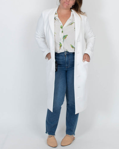 Badgley Mischka Clothing XL | US 14 White Trench Coat with Belt