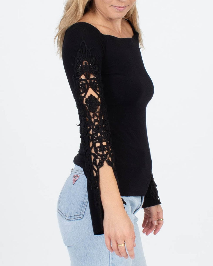 Bailey/44 Clothing XS Embroidered Sleeve Blouse