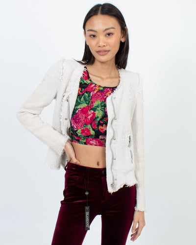 BCBG Max Azria Clothing XXS Floral Print Cropped Blouse