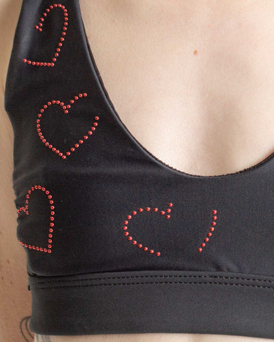Beach Riot Clothing XS Heart Bedazzled Sports Bra