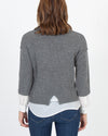 Brochu Walker Clothing XS Grey Cashmere Sweater with White Underlay