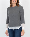 Brochu Walker Clothing XS Grey Cashmere Sweater with White Underlay