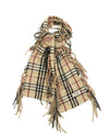 Burberry London Accessories One Size Burberry Cashmere Check Happy Fringe Scarf in Camel