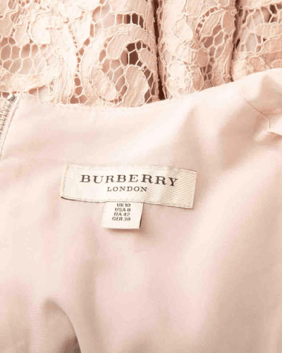 Burberry London Clothing Medium | US 8 Pink Lace V Neck Mini Dress