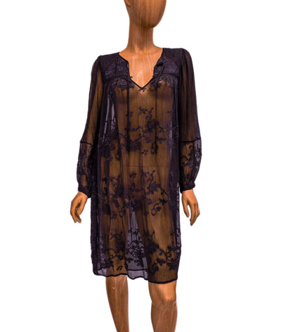 Burning Torch Clothing XS Embroidered Sheer Long Sleeve Dress