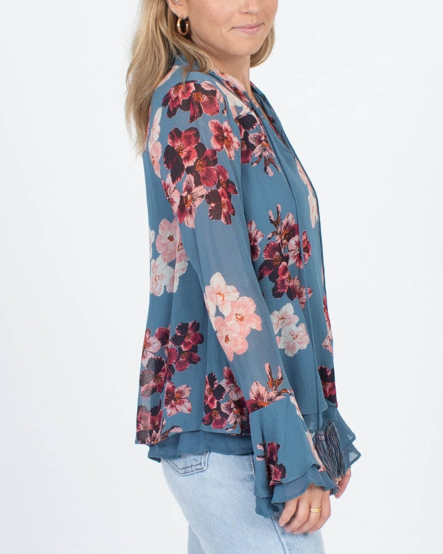 byTiMo Clothing XS Floral Ruffle Cuff Blouse