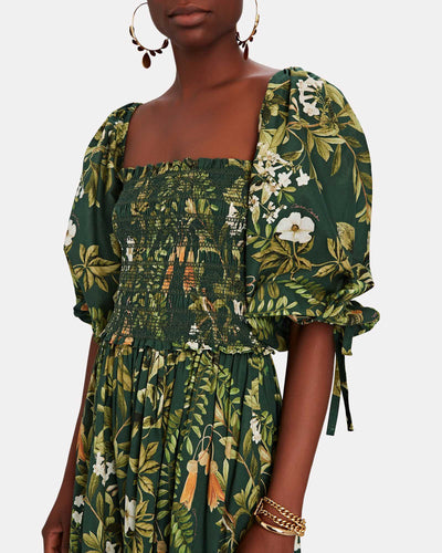 Cara Cara Clothing Small Jazzy Botanical-Print Voile Midi Dress