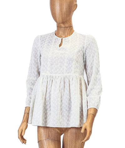 CH Caroline Herrera Clothing Small | US 4 Eyelet Peasant Top