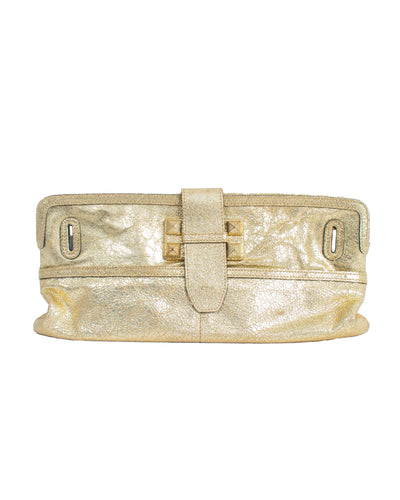 Chloé Bags One Size Gold Metallic Textured Leather Clutch