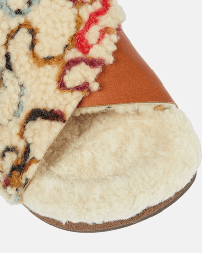 Chloé Shoes Large | 9 Wavy Shearling And Leather Slides