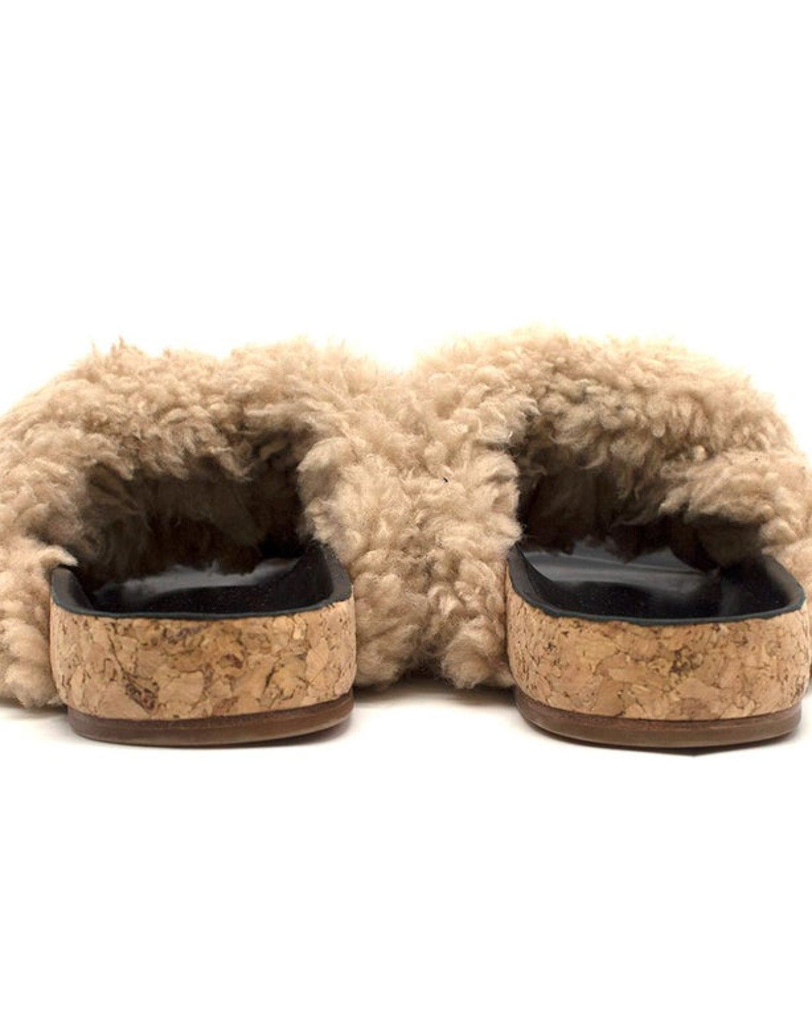 Pre-owned Shearling Sandals In Beige