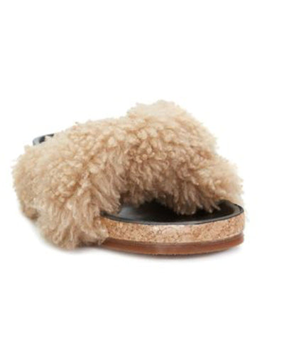 Chloé Shoes Medium | 8 Shearling Fur Flat Slide Sandals