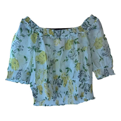 Cinq a Sept Clothing Small Floral Print Cropped Top