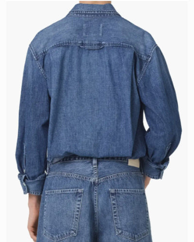 Citizens of Humanity Clothing Small "Kayla Shrunken Denim Button-Up Shirt"